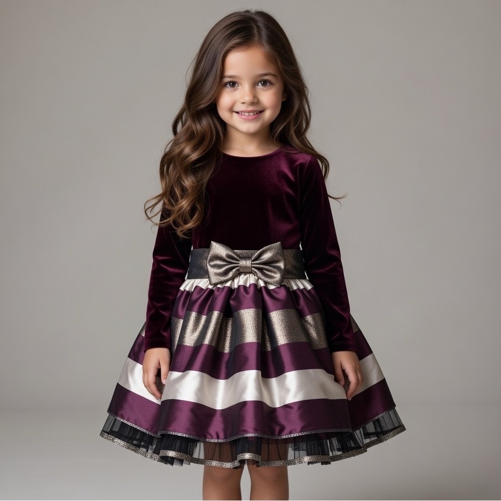 Bonnie Jean size 6X Velvet Burgundy Dress (A5526)